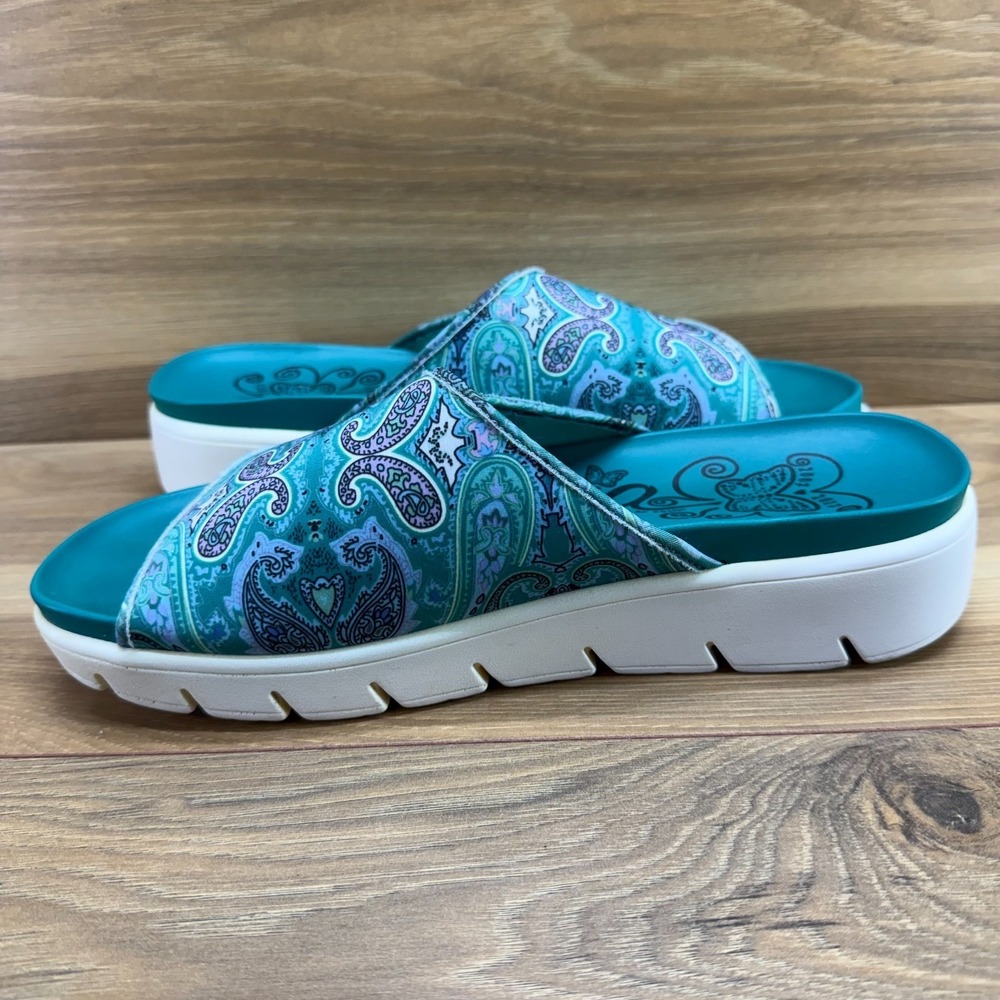 Alegria Airie Teal Paisley Sandals Womens 9 EU 39 Comfort Slide Vacation Resort - Picture 6 of 11